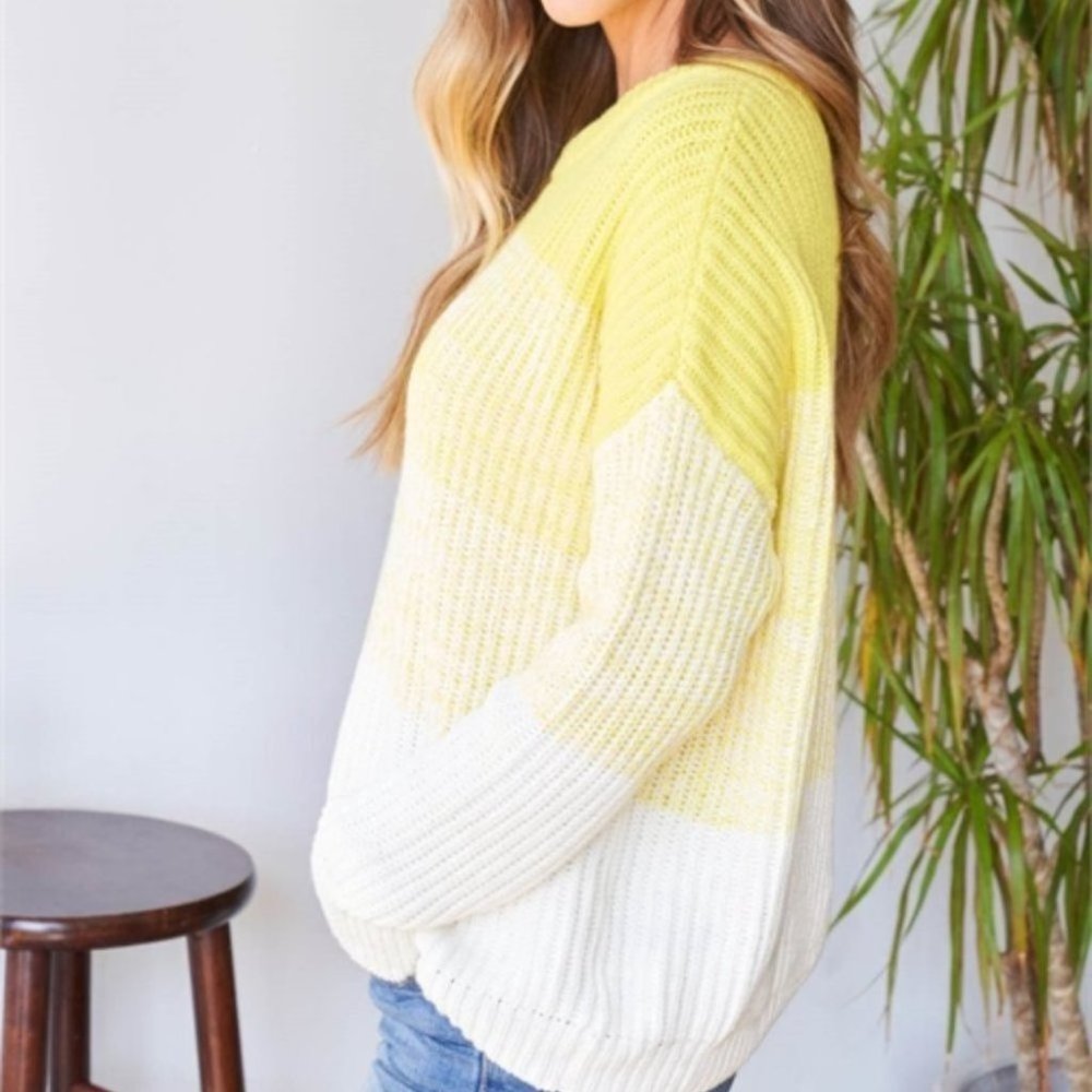 DON'T OVERTHINK IT SWEATER Top - YELLOW OMBRE - Picture 9 of 12